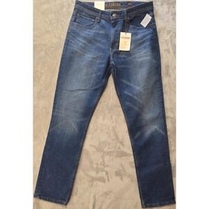 Alesbury Eco Jeans Mens 34x34 Blue Athletic Stretch Dark Wash Faded Whiskered